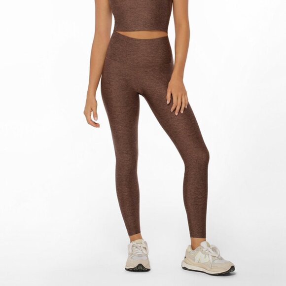 💙💖 Lorna Jane Thermo Tech High Fold Full Length Leggings in Chocolate Marl - Picture 1 of 6